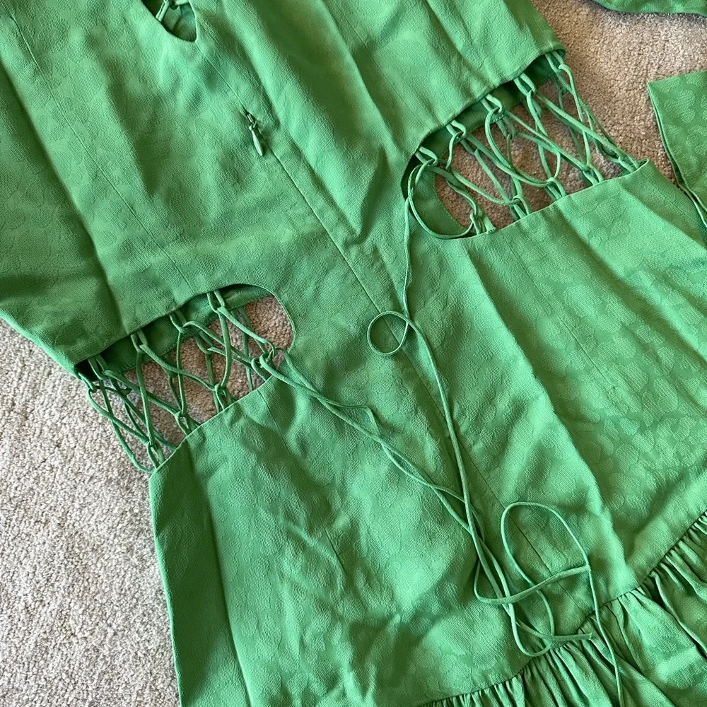 Brand New Never Worn! Lace Up Dress in Green - Picture 4 of 8
